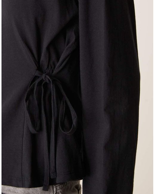 ASOS Blue Tie Waisted Detail Long Sleeve Top