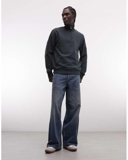 Barbour Blue Ehan Half Zip Logo Sweatshirt for men