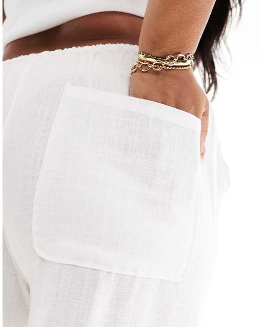 Pantalones Culotte Blancos Sin Cierres De Mezcla De Lino De Asos Design Curve ASOS de color White