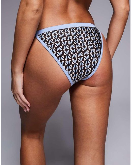 River Island Blue Geometric Bikini Brief