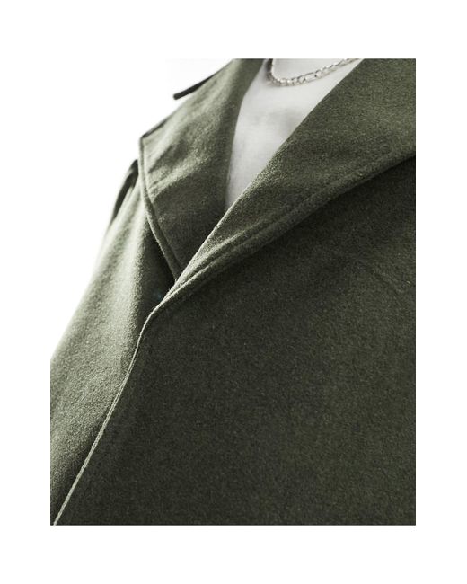 ASOS Green Oversized Wool Mix Coat for men
