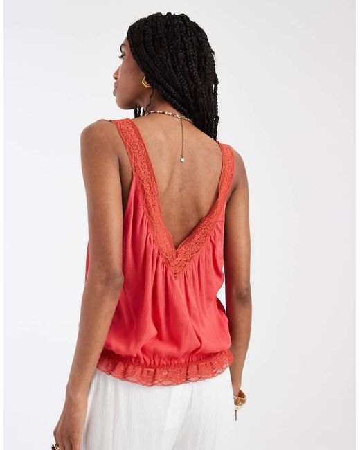 Free People Red Celeste Tank Top