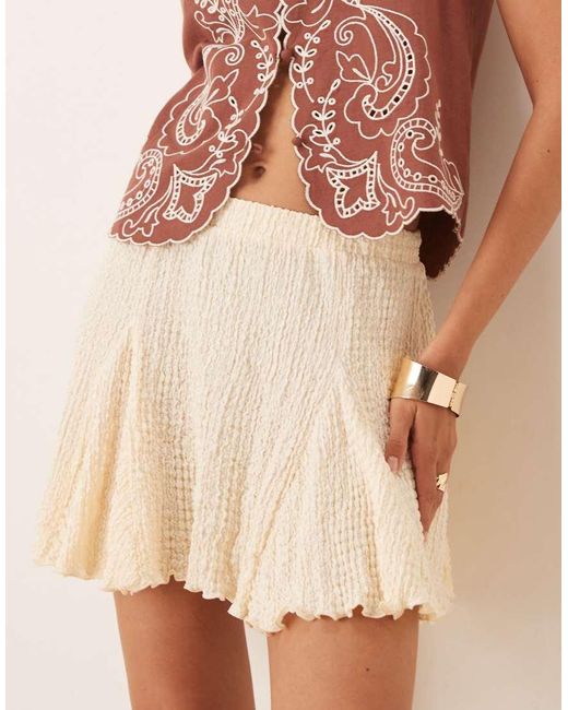 ASOS Natural Textured Godet Mini Skirt