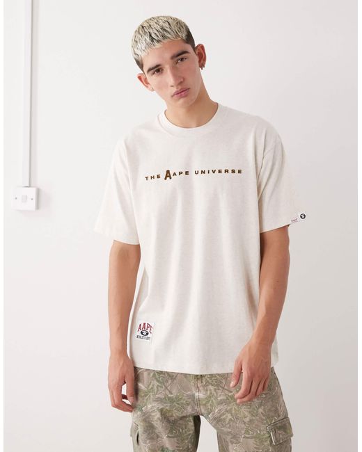 Aape by a bathing ape - t-shirt coupe carrée avec imprimé sur la poitrine et au dos - beige Aape By A Bathing Ape pour homme en coloris White