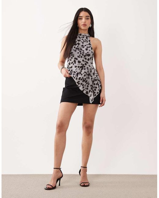 ASOS Black High Neck Top With Ties