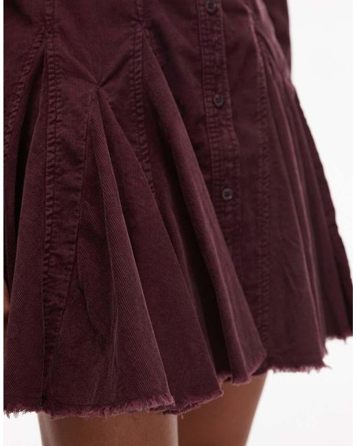 ASOS Purple Cord Shirt Dress With Nipped