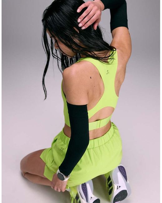 4505 Green Premium High Impact Zip Front Running Sports Bra With Adjustable Straps And Reflective Detail