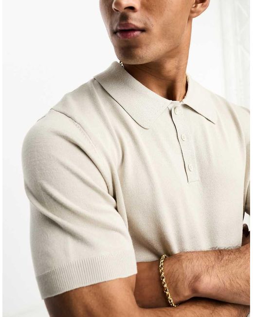 Polo De Punto En Beis De -Beis Neutro Only & Sons de hombre de color White