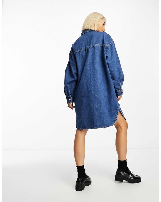 ONLY Blue Oversized Denim Mini Shirt Dress