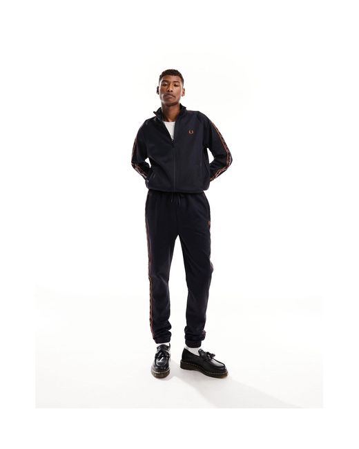Fred Perry Black Taped Trackpants for men