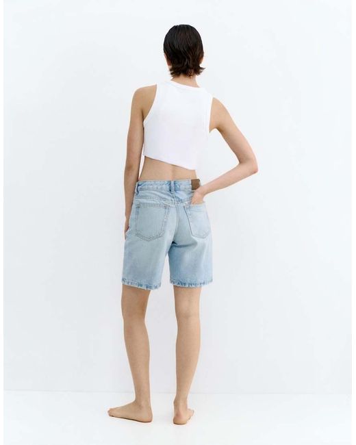 Pull&Bear Blue Denim Bermuda Shorts