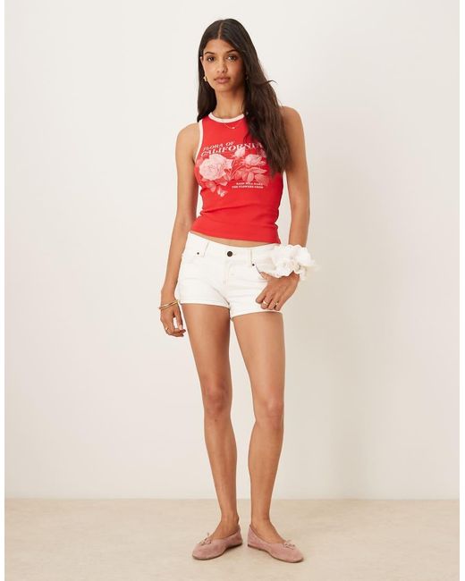 Cotton On Red Micro Low Denim Short