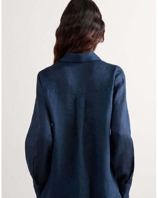 Intimissimi Blue The Pure Linen Plain-Weave Linen Shirt