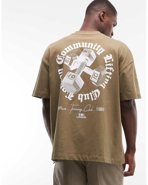 4505 Green Heavyweight Cotton Oversized T-shirt With Back Graphic And Quick Dry Finish for men