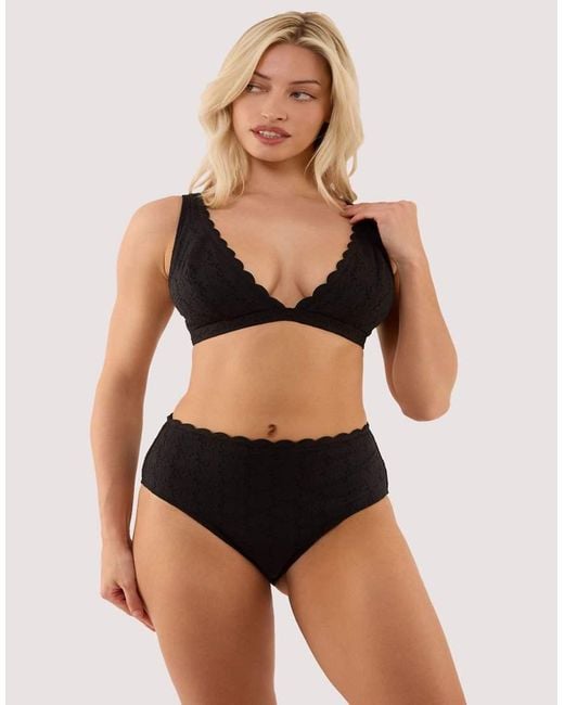 Peek & Beau Black Nikki Broderie Scallop High Apex Bikini Top