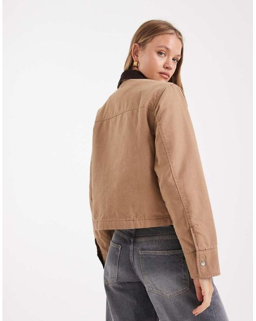 New Look Natural Cropped Barn Jacket