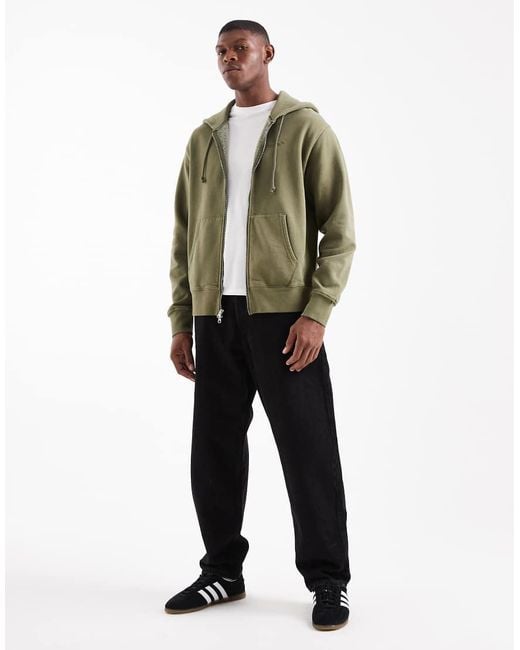 Levi's Green Zip Through Hoodie With Small Logo Print for men