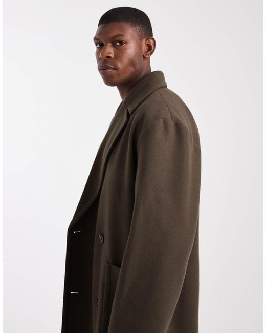 ASOS Brown Overcoat With Patch Pockets for men