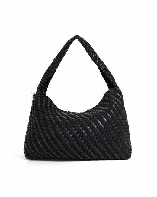 Dune Black Deliberate Large Woven Shoulder Bag