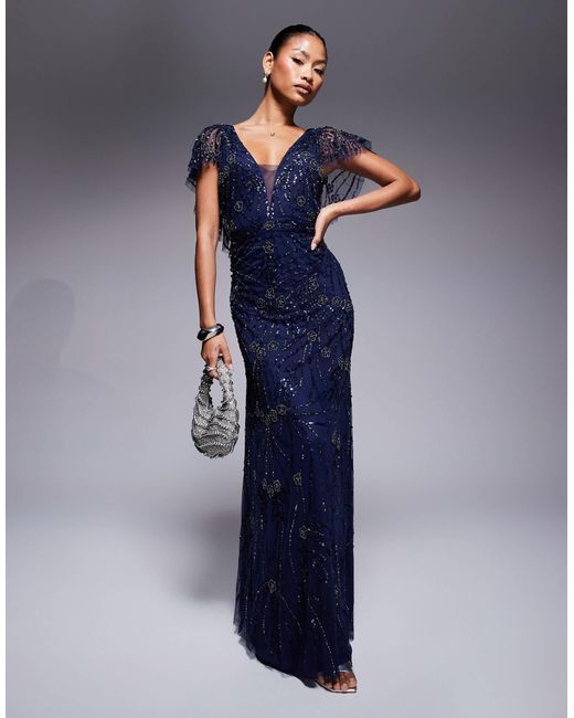 Beauut Blue Cassie V-neck Maxi Dress