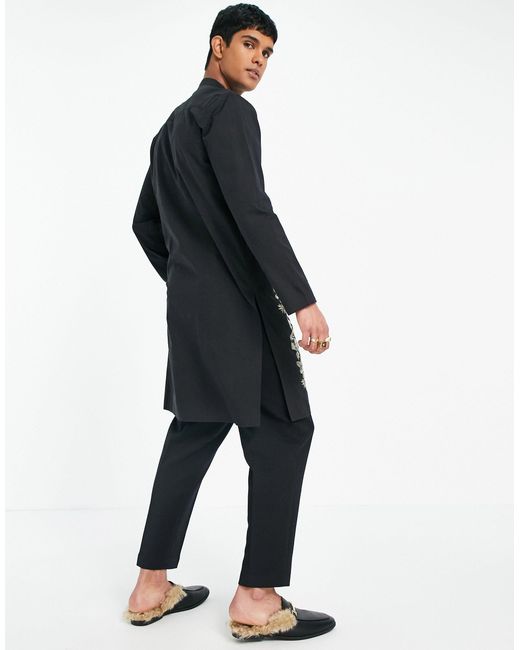 ASOS Kurta Longline Shirt in Black for 