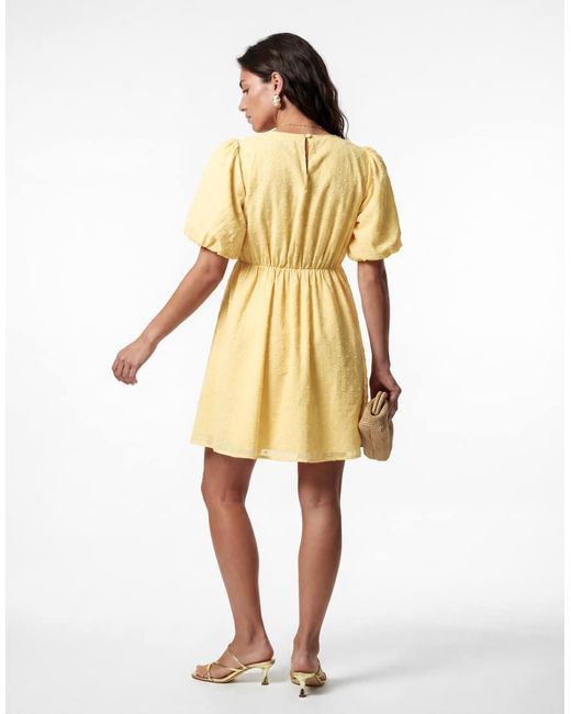 Lovedrobe Yellow Scalloped V Neck Starfish Button Mini Dress