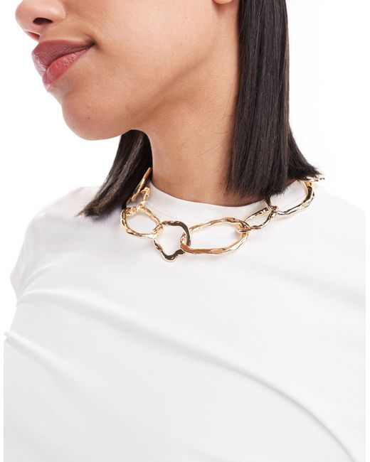 ASOS White Necklace With Molten Chain Detail