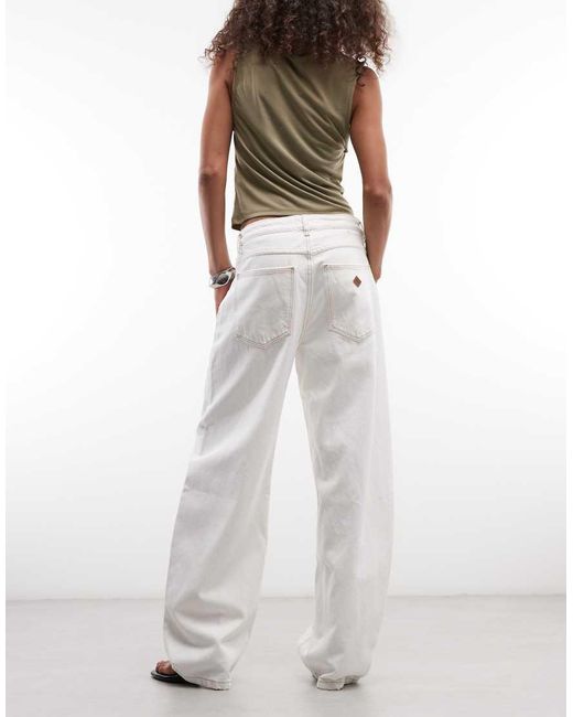Abrand Jeans White 95 Barrel Jean With Contrast Stitch