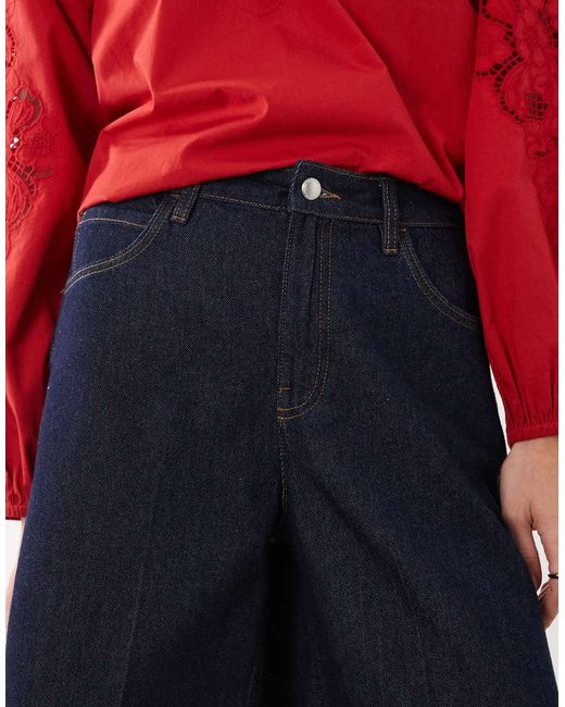 Mango Red 100% Cotton Denim Bermuda Shorts