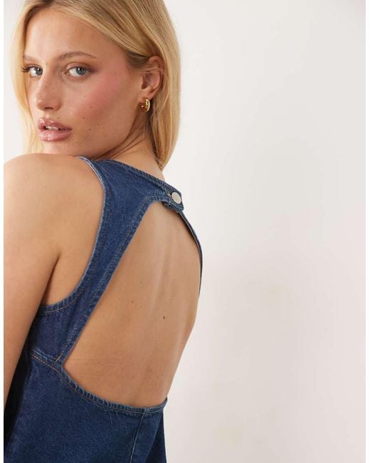 ASOS Blue Open Back Denim Mini Dress