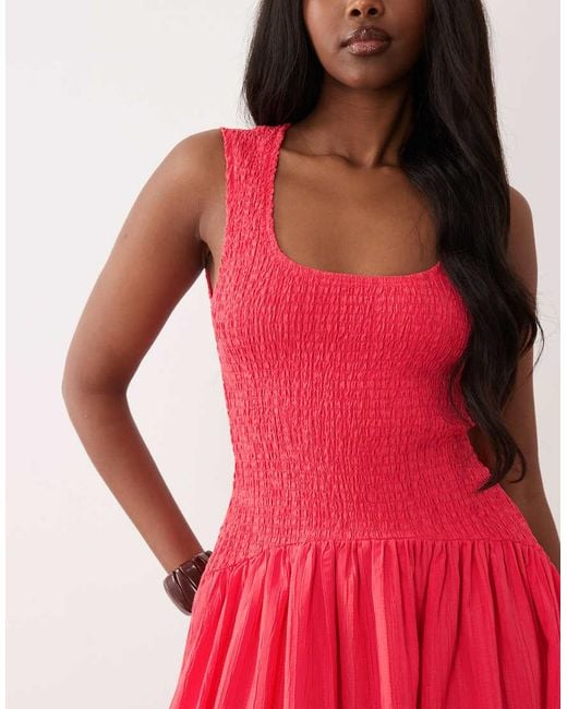 ASOS Crinkle Scoop Neck Maxi Sundress With Shirred Waist