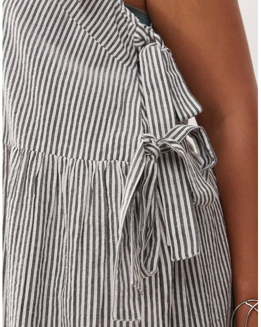Collusion Gray Plus – gestreiftes midikleid