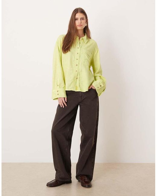 Free People Yellow Linen Rich Laurel Top