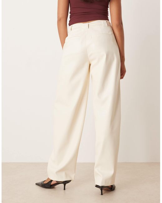 ASOS White Faux Leather Pleated Barrel Leg Trousers With Belt