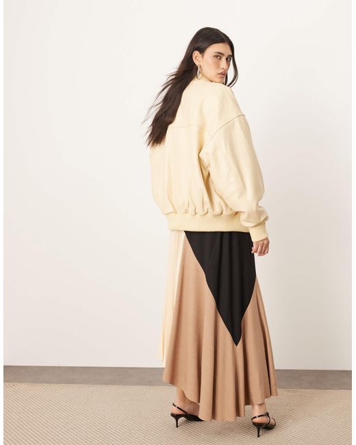 ARRANGE Natural – midirock mit falten und farbblock-design