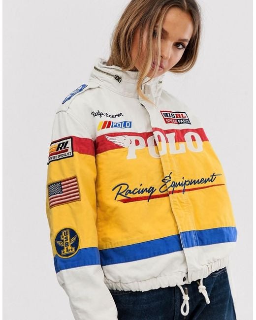 Veste de moto effet patchwork Polo Ralph Lauren en coloris White