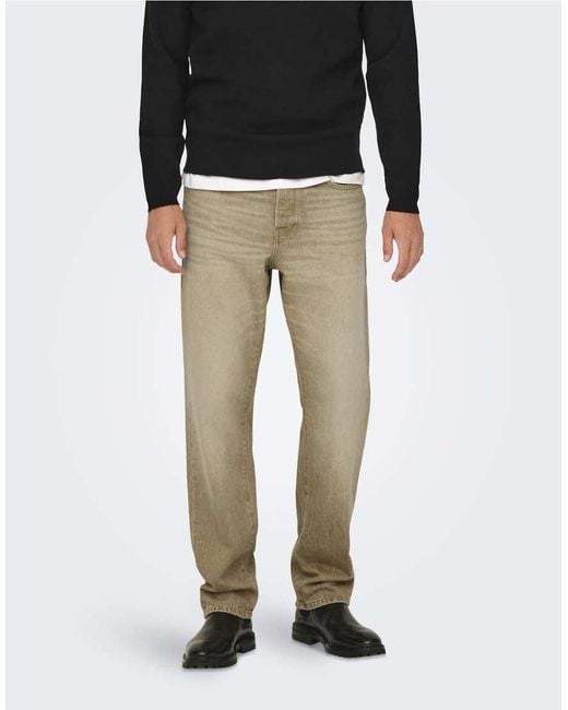 Jeans Regular Fit di Only & Sons in Black da Uomo