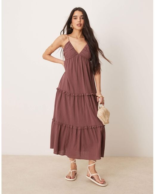 ASOS Brown Crinkle Cami Maxi Dress