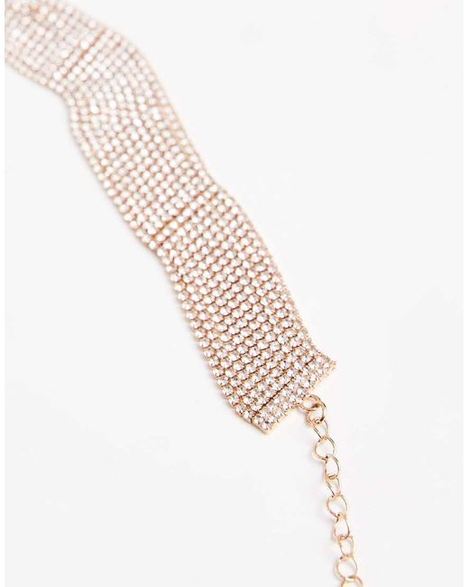 ASOS Brown Multi-Row Choker With Faux Sparkly Crystal Detail