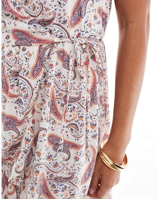 Superdry White Short Sleeve Printed Mini Wrap Dress