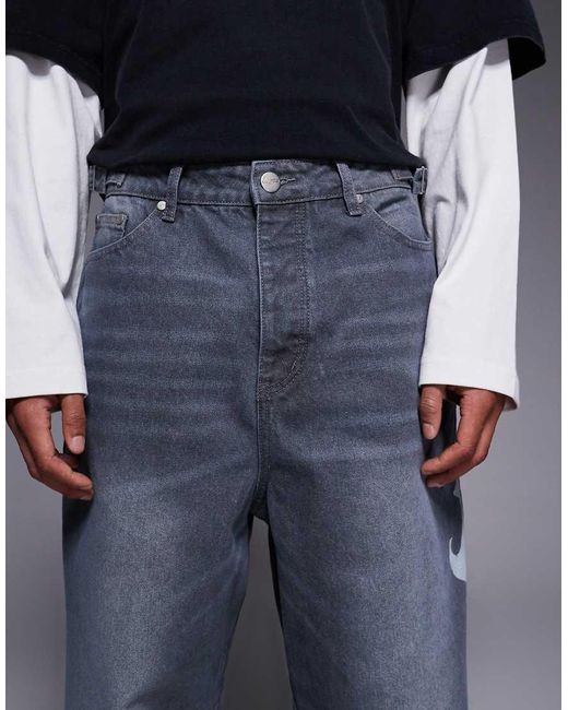 Liquor N Poker Blue Reign baggy Print Jeans for men