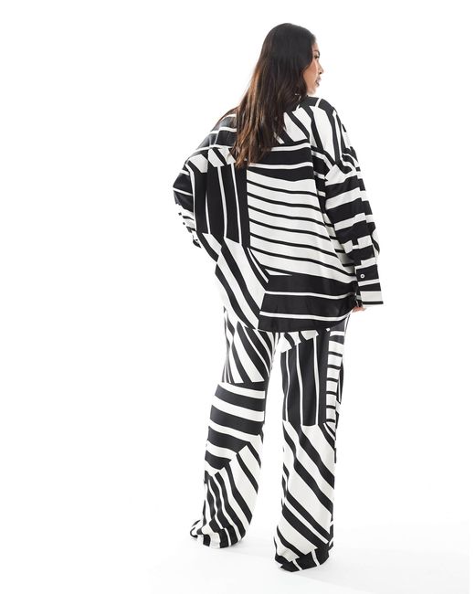 4th & Reckless White – weit geschnittene, gemusterte satinhose