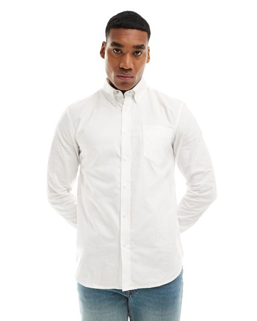Ben Sherman White Long Sleeve Oxford Shirt for men