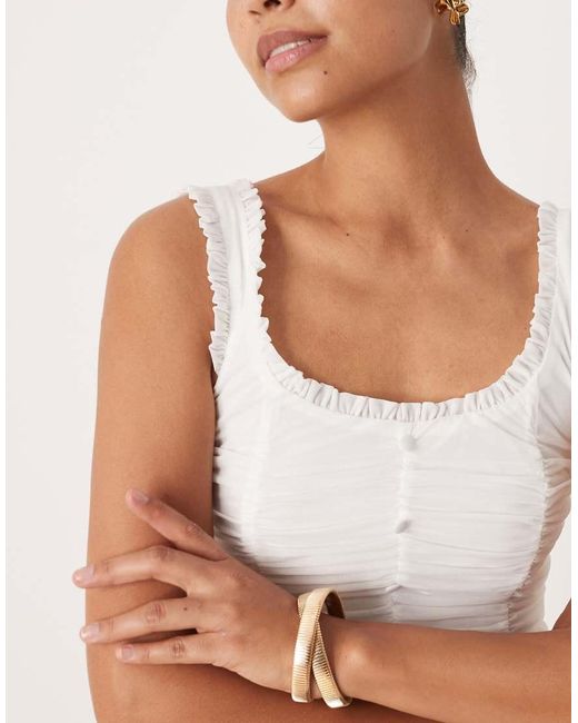 ASOS White Milkmaid Button Front Crop Top