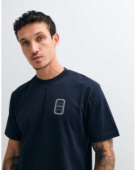 Lacoste Blue Classic Fit Graphic Logo T-shirt With Back Print for men