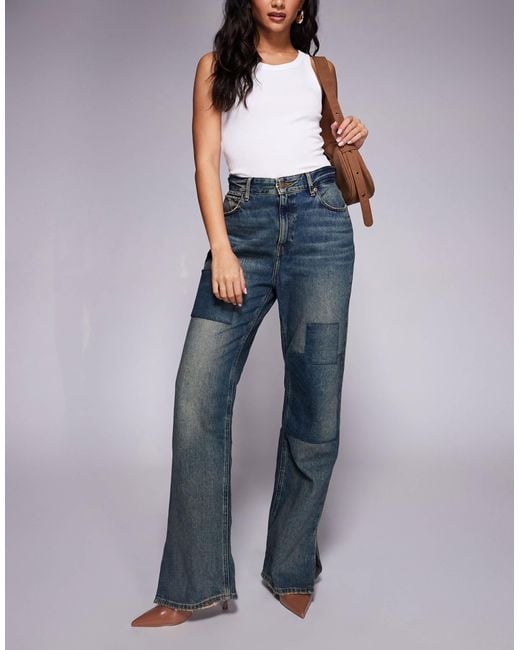 GOOD AMERICAN Blue The Khloé Patchwork Split Hem Jean