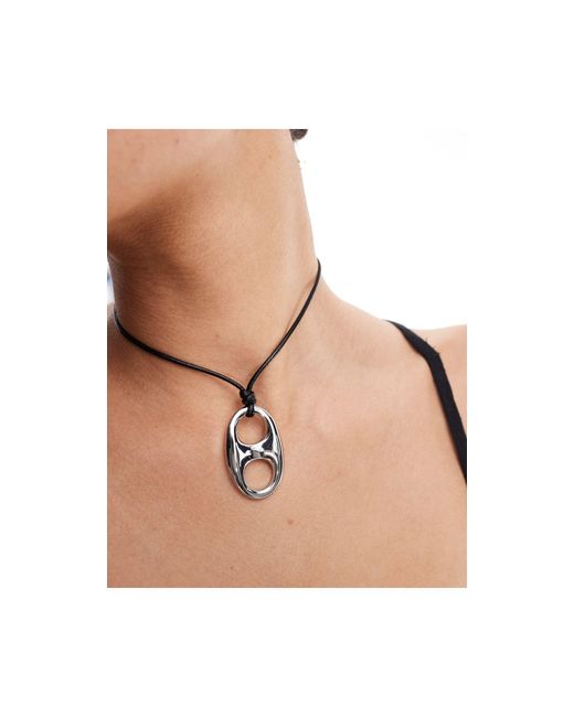 Mango Black Choker Necklace With Charm