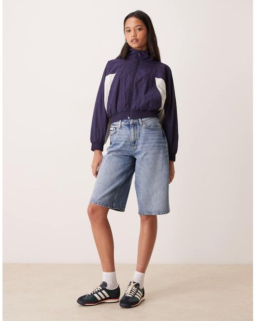 Calvin Klein Blue Cropped Colour Block Jacket
