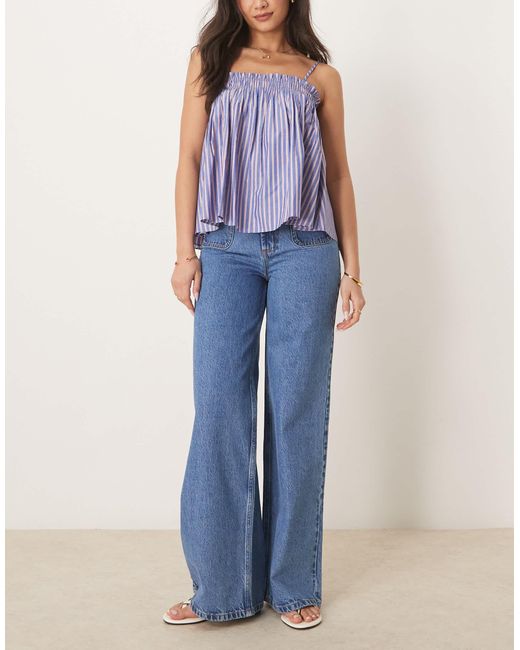 ASOS Blue Clean Wide Leg Jeans With Front Pockets