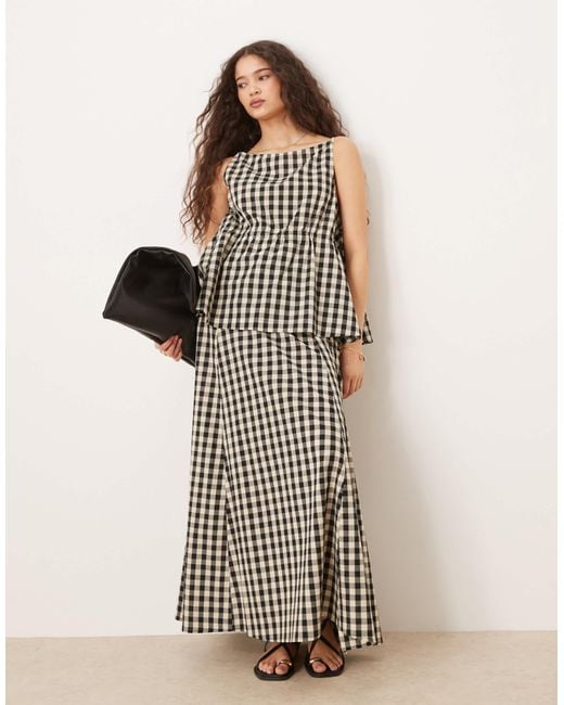 Vrg Grl White Indi Gingham Check Smock Blouse Co-ord